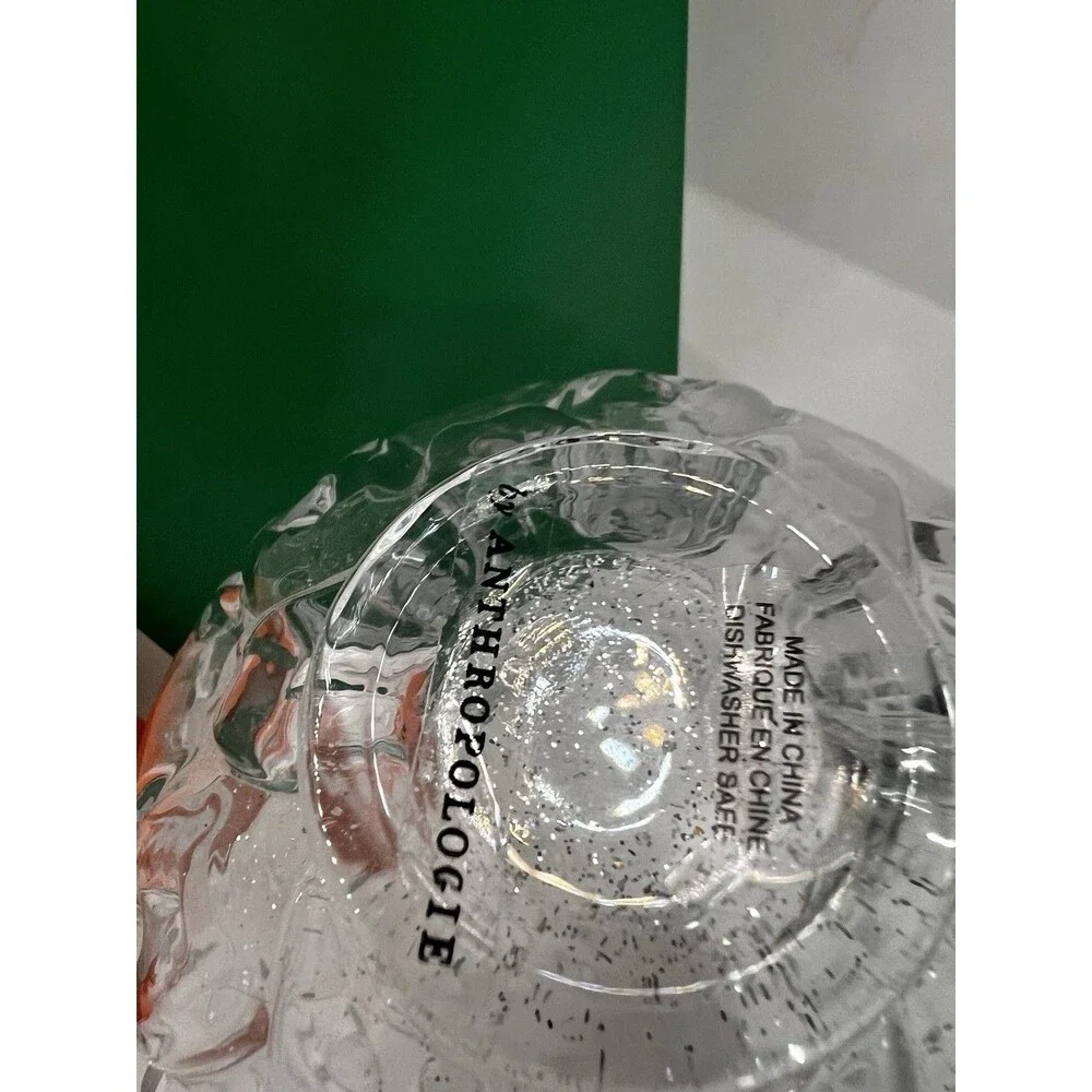 3 Anthropologie Helianthus Clear Water Goblet Glass Set glasses whiskey table